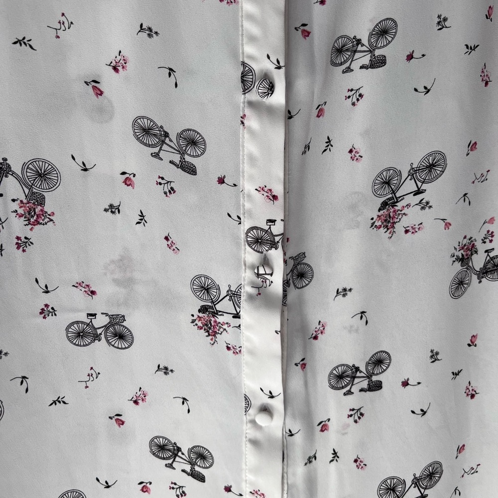 White Bicycle Print Blouse - Picture 4 of 7
